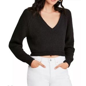 Free People Cropped V Neck Sweater